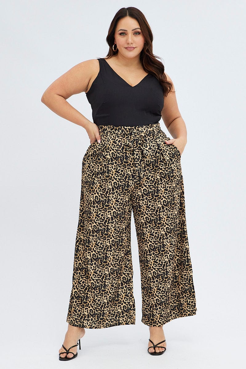 Black Animal Print Wide Leg Jumpsuit Sleeveless for YouandAll Fashion