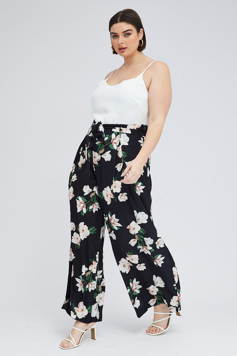 Black Floral Floral Jumpsuit Sleeveless for YouandAll Fashion