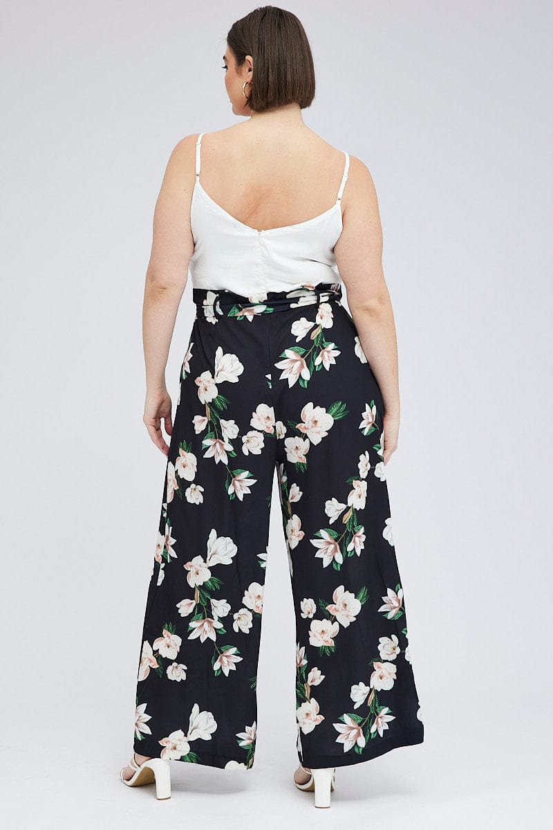 Black Floral Floral Jumpsuit Sleeveless for YouandAll Fashion