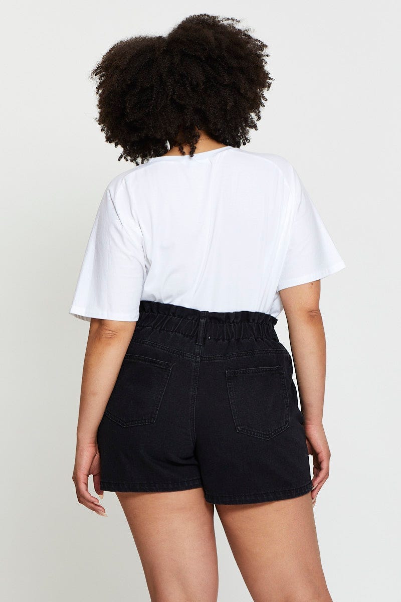 PAPERBAG WAIST SHORT - BLACK (ONLINE ONLY) - White Cherry Boutique