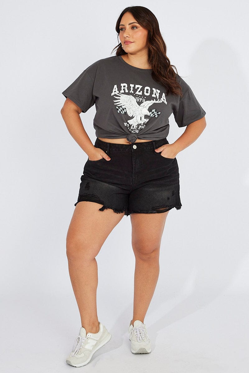 Black Relaxed Shorts High rise for YouandAll Fashion