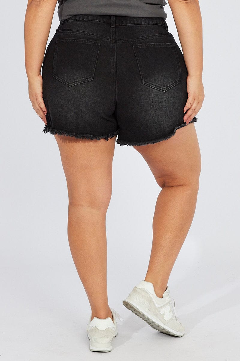 Black Relaxed Shorts High rise for YouandAll Fashion