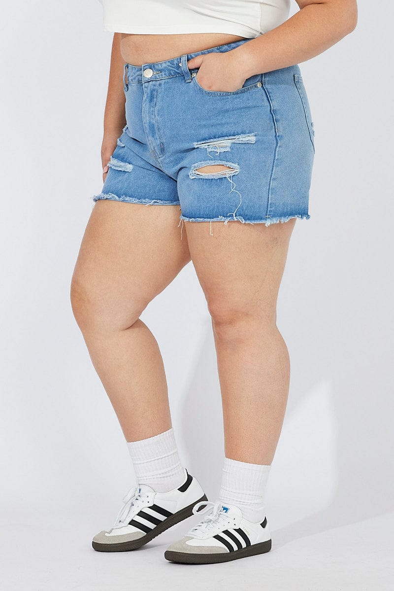 Denim Relaxed Shorts High Rise for YouandAll Fashion
