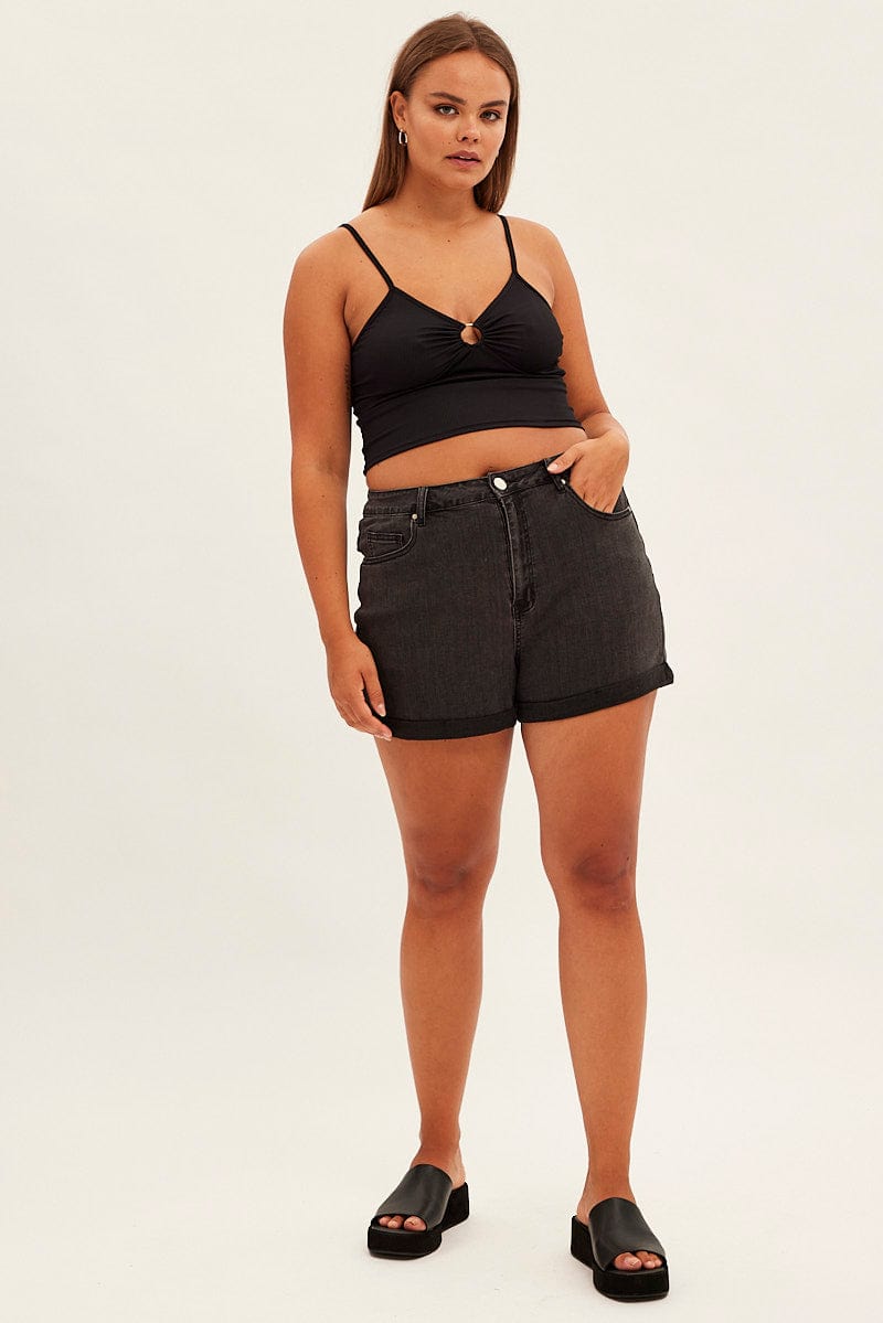 Black Skinny Denim Shorts High rise for YouandAll Fashion