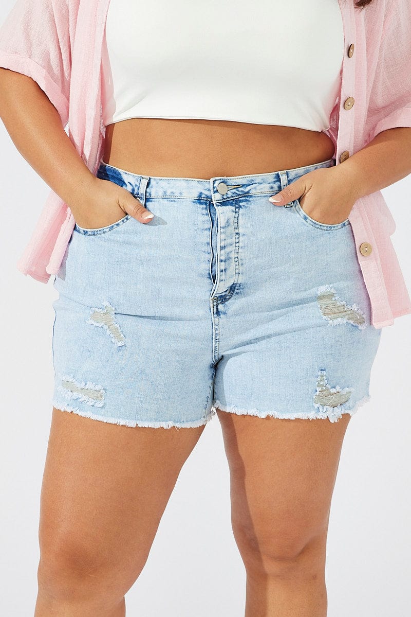 Denim Skinny Shorts High Rise for YouandAll Fashion