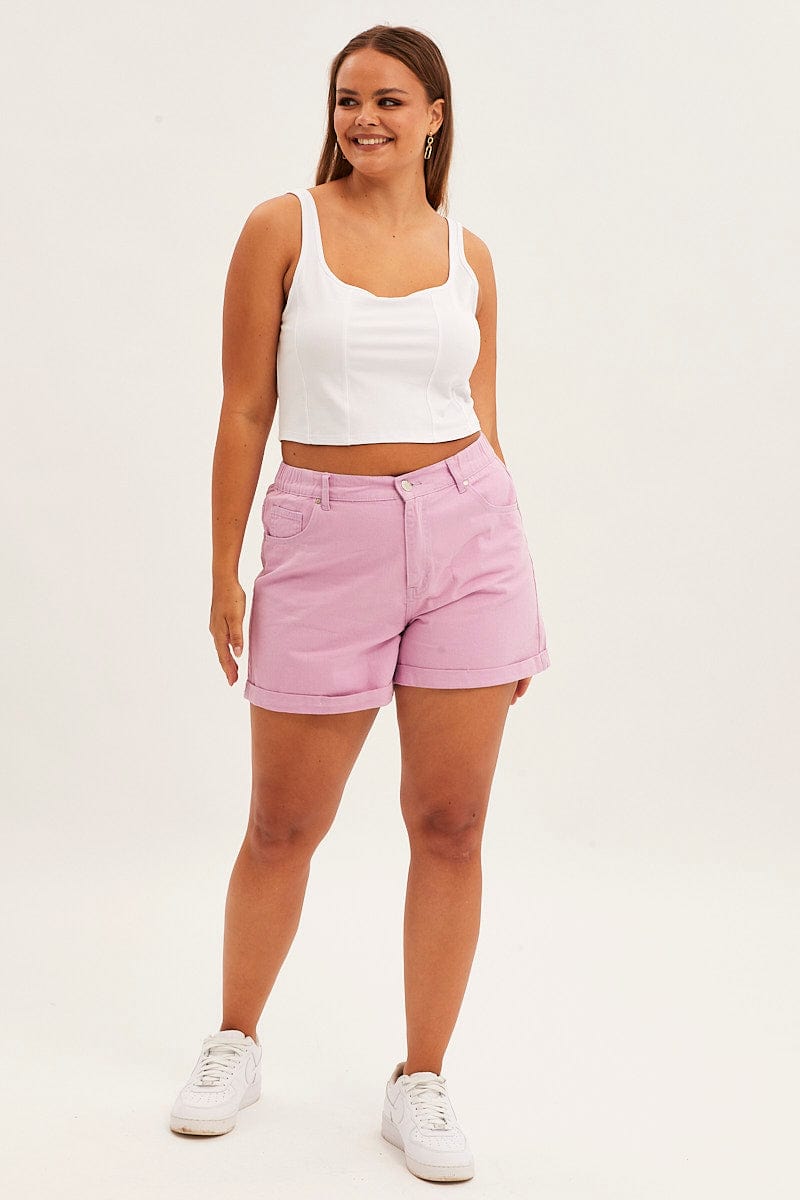 Purple Mom Denim Shorts High Rise for YouandAll Fashion