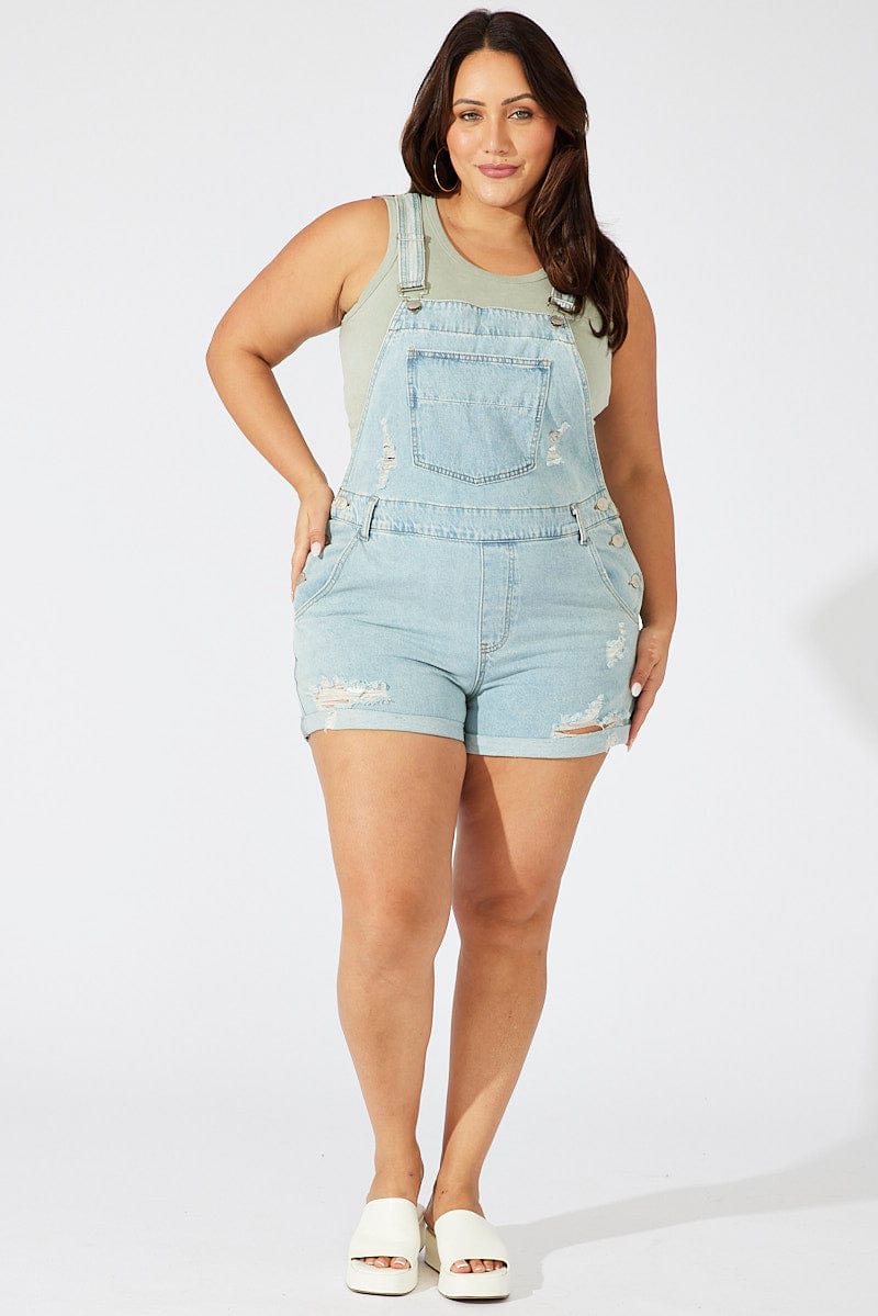 Denim Overall Shorts Distress for YouandAll Fashion