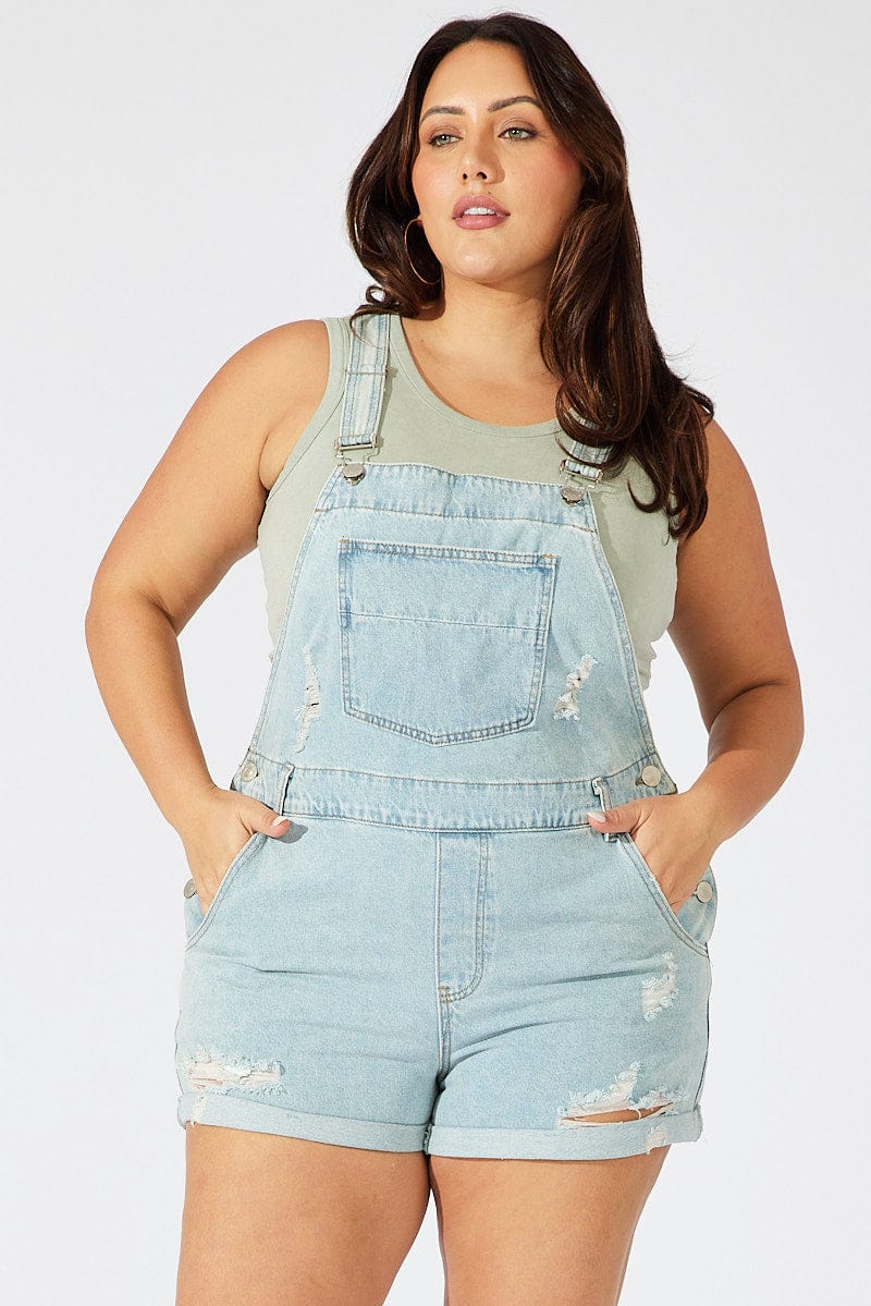 Denim Overall Shorts Distress for YouandAll Fashion