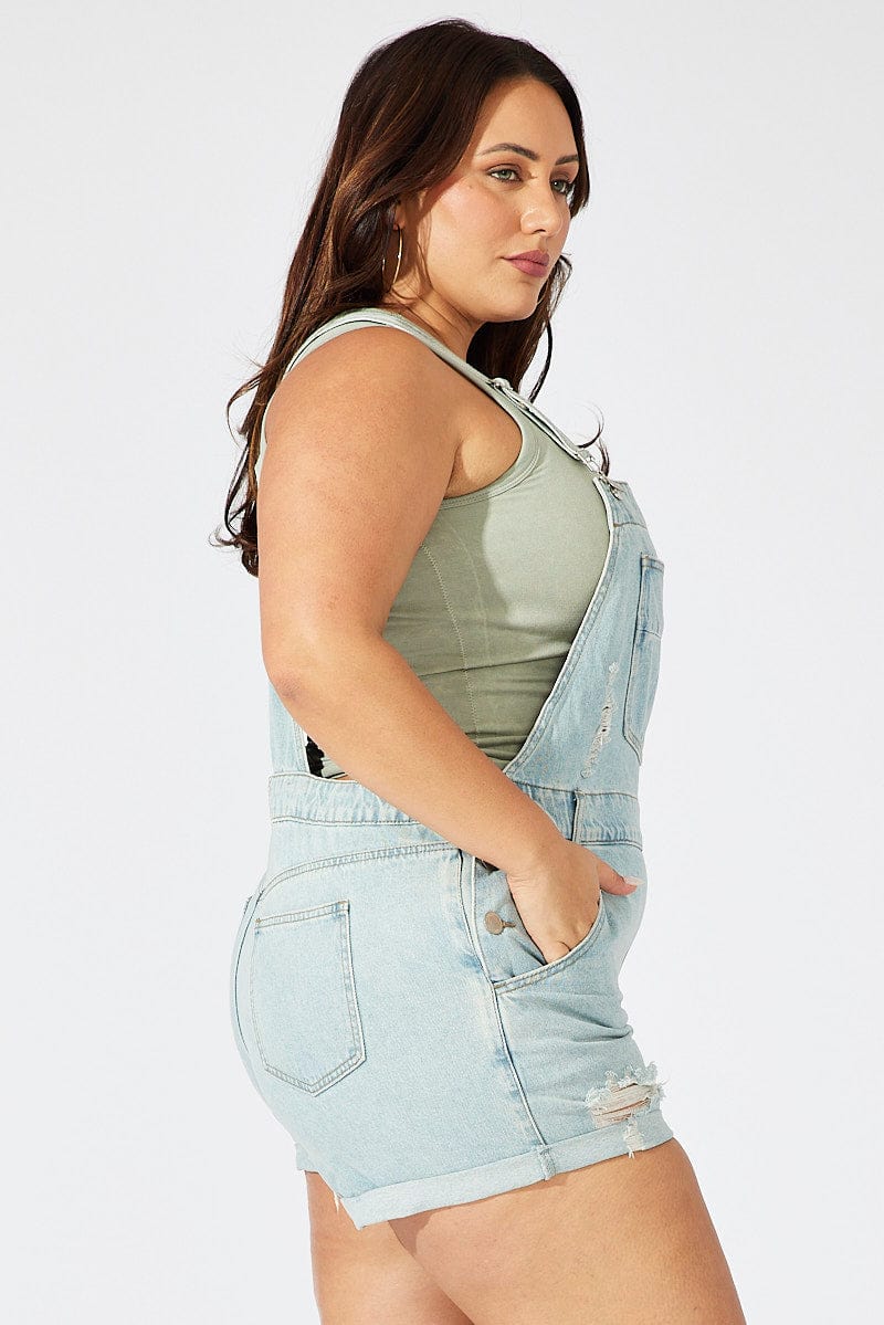 Denim Overall Shorts Distress for YouandAll Fashion