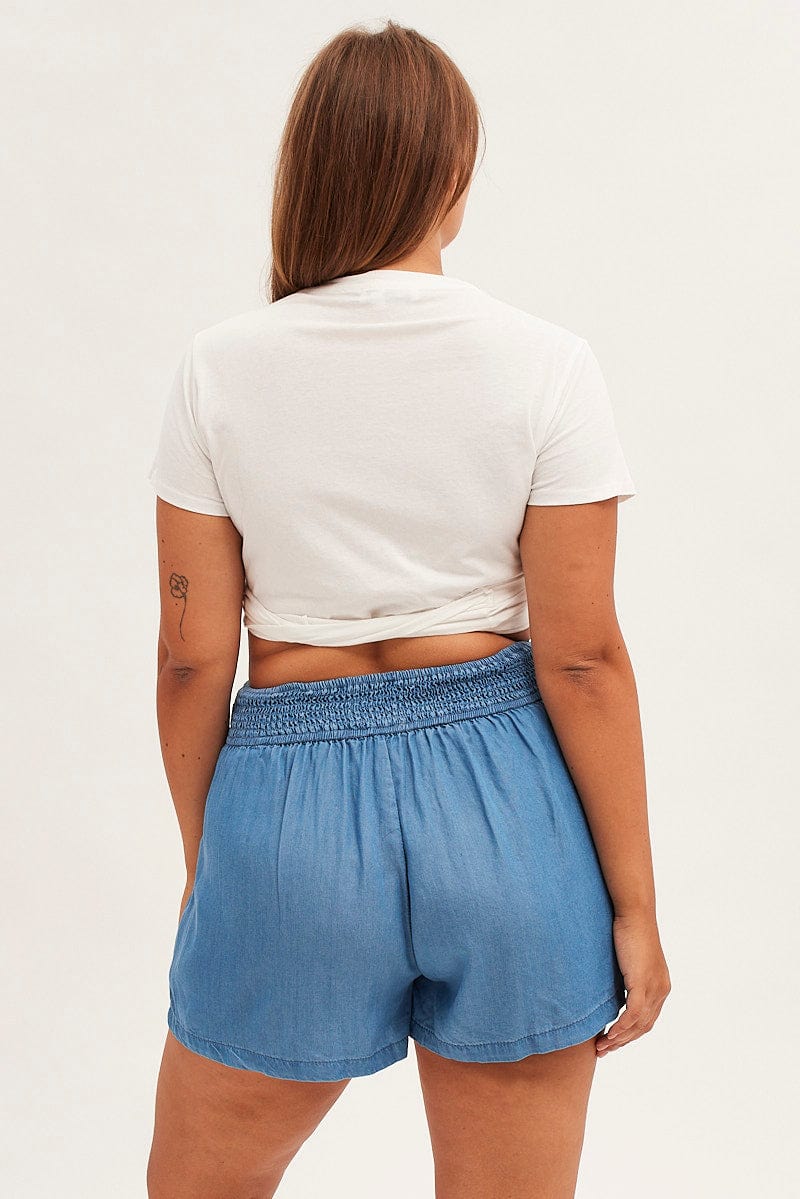 Blue High Rise Charmbray Denim Shorts for YouandAll Fashion