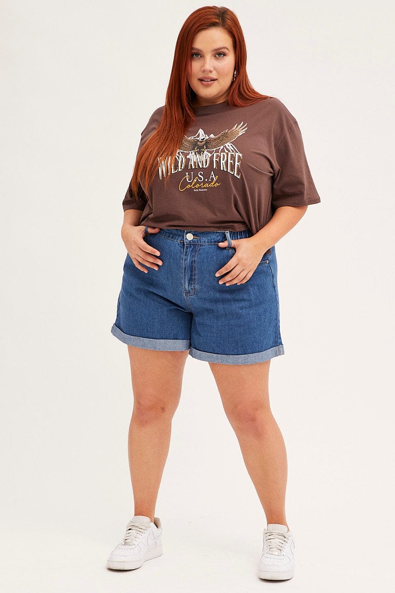 Blue Relaxed Denim Shorts High rise