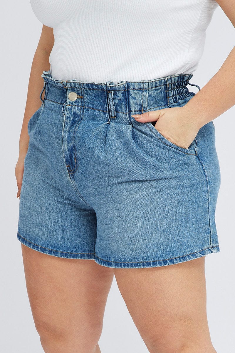 Denim Relaxed Shorts High Rise Pleated for YouandAll Fashion