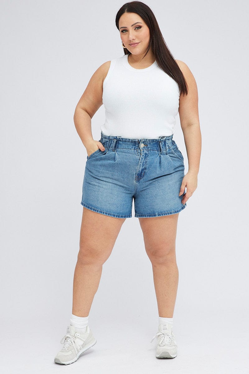 Denim Relaxed Shorts High Rise Pleated for YouandAll Fashion