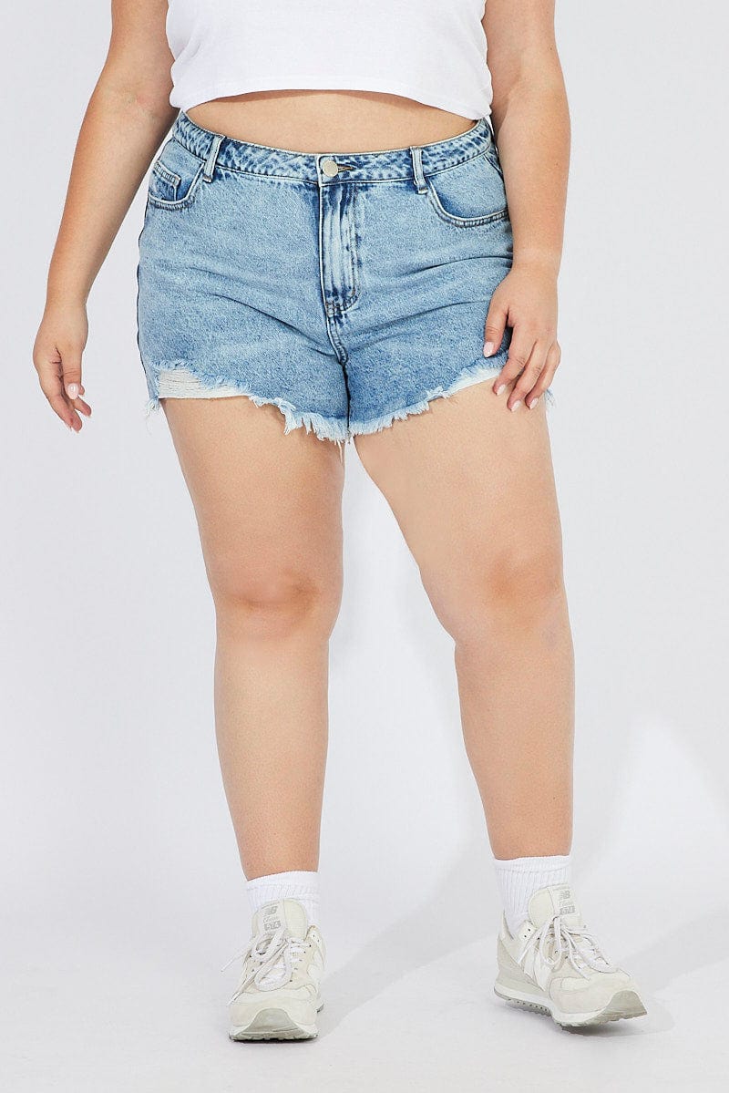 Denim Relaxed Shorts High Rise for YouandAll Fashion