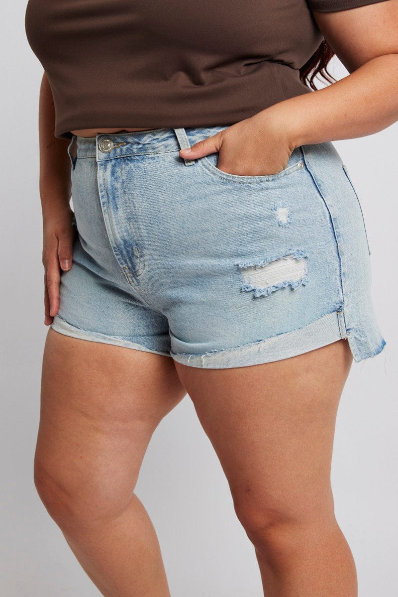 Buy DISOLVE Women Plus Size Casual Denim Shorts High Waisted