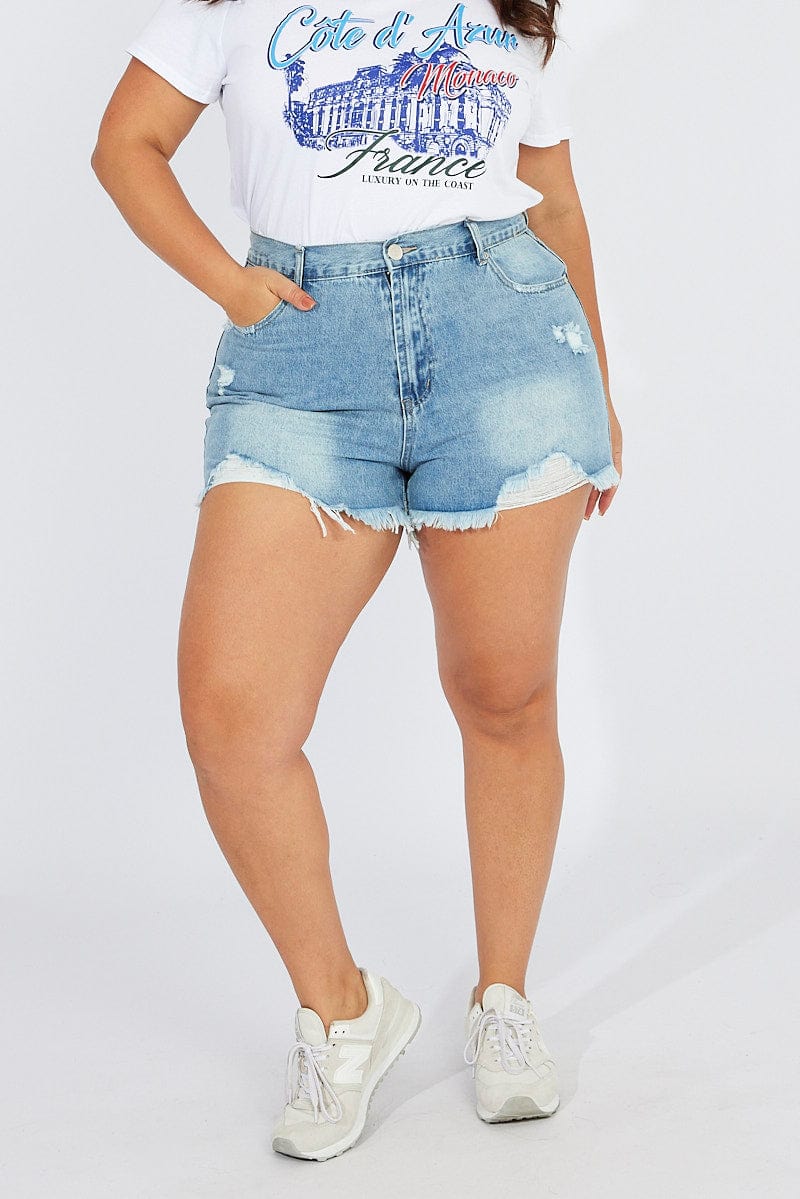 Denim Relaxed Shorts High Rise for YouandAll Fashion