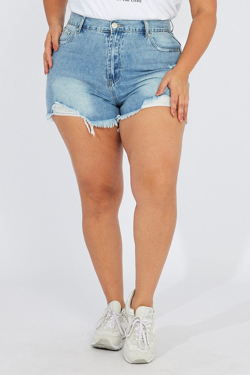 Denim Relaxed Shorts High Rise for YouandAll Fashion