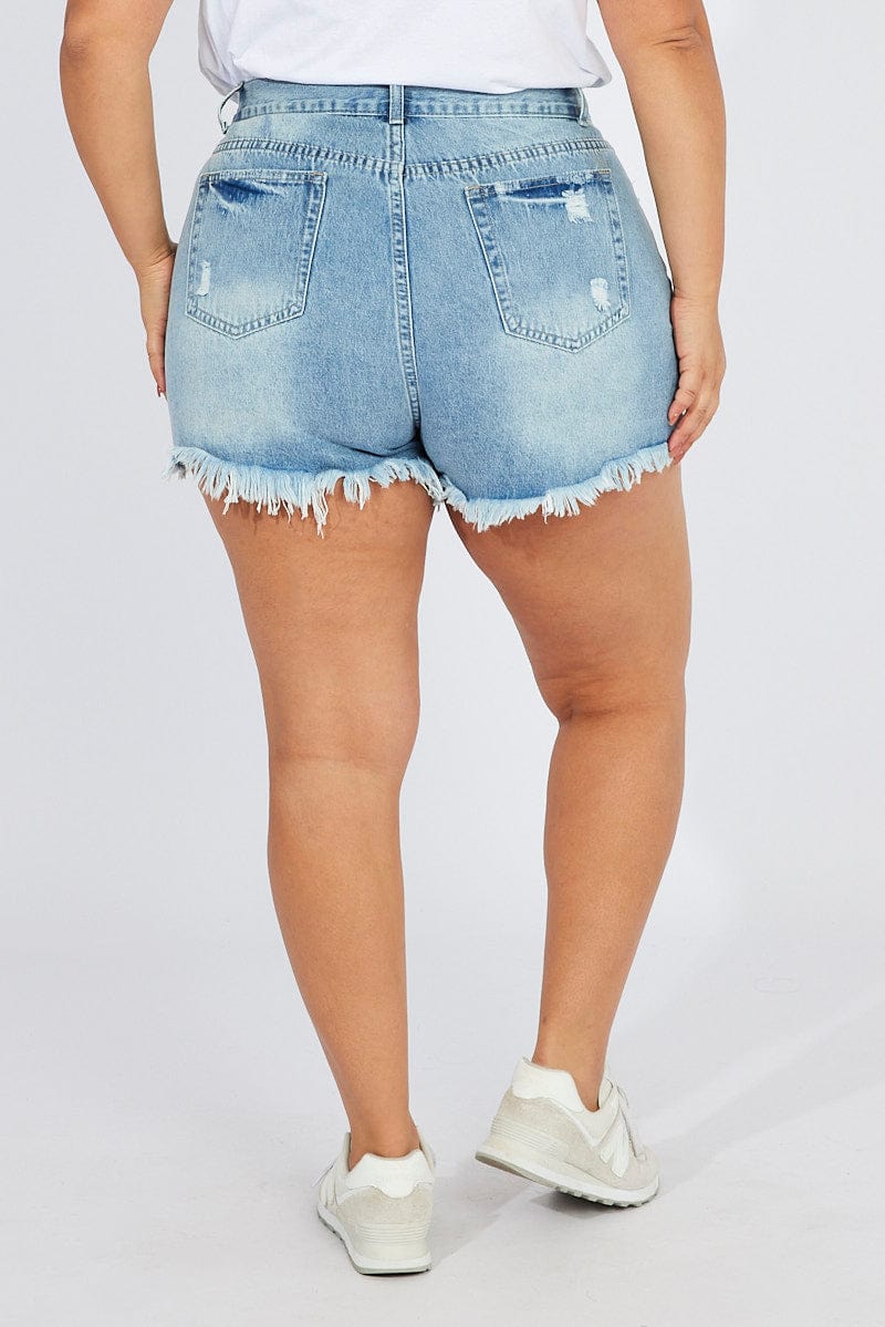 Denim Relaxed Shorts High Rise for YouandAll Fashion