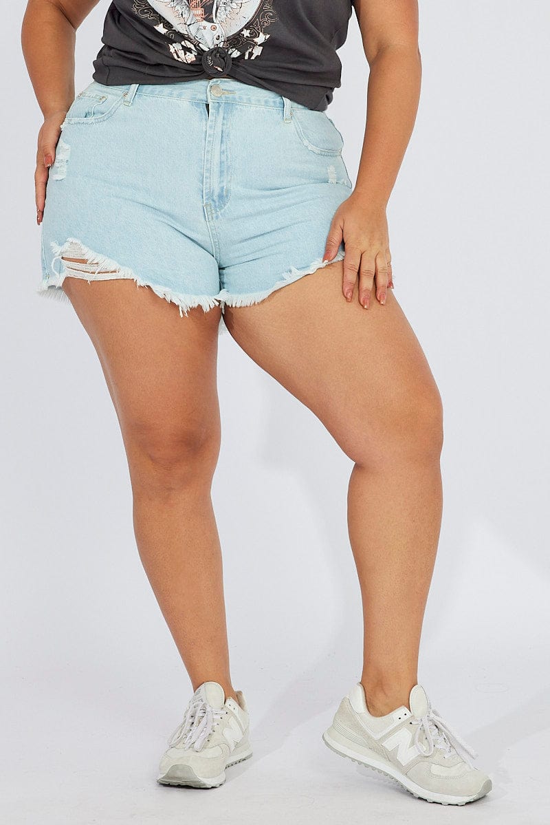 Denim Relaxed Shorts High Rise for YouandAll Fashion