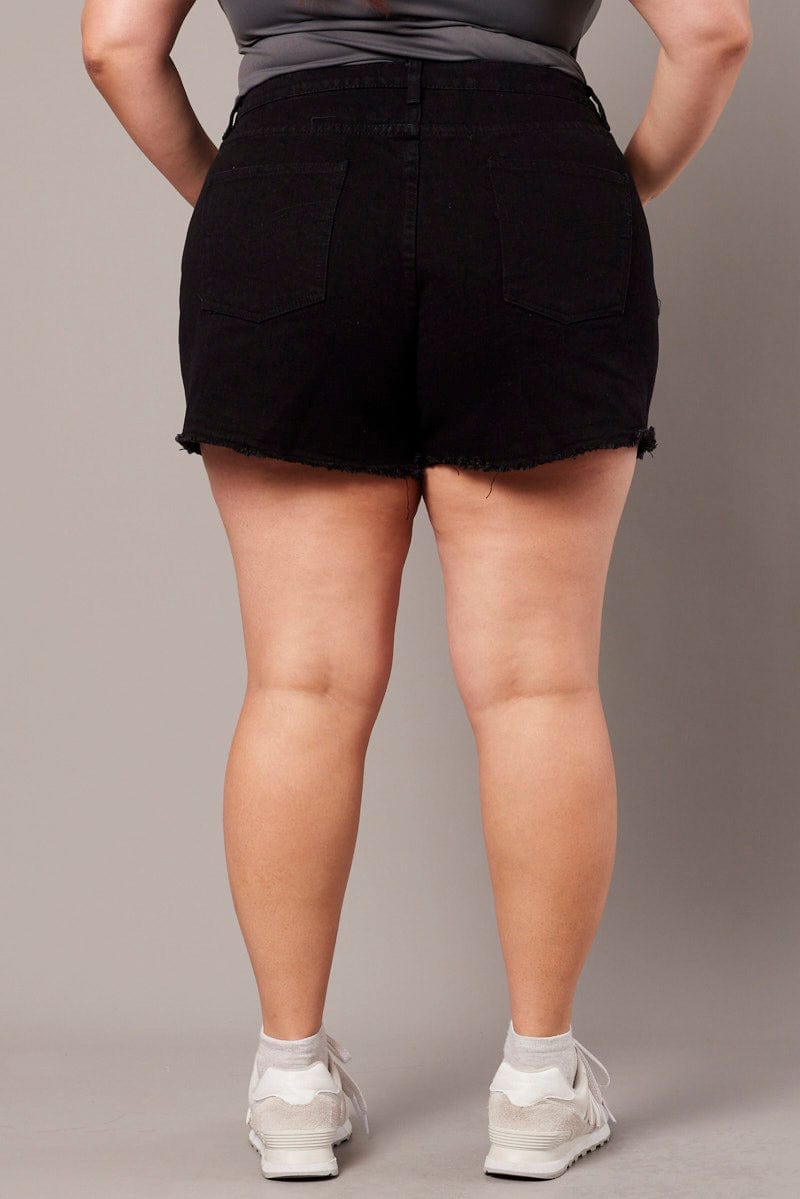 Black Relaxed Shorts High Rise for YouandAll Fashion
