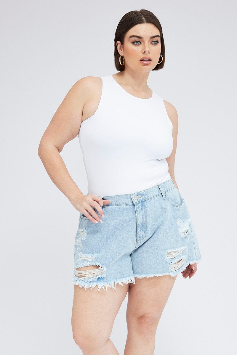 Denim Relaxed Shorts High Hise for YouandAll Fashion