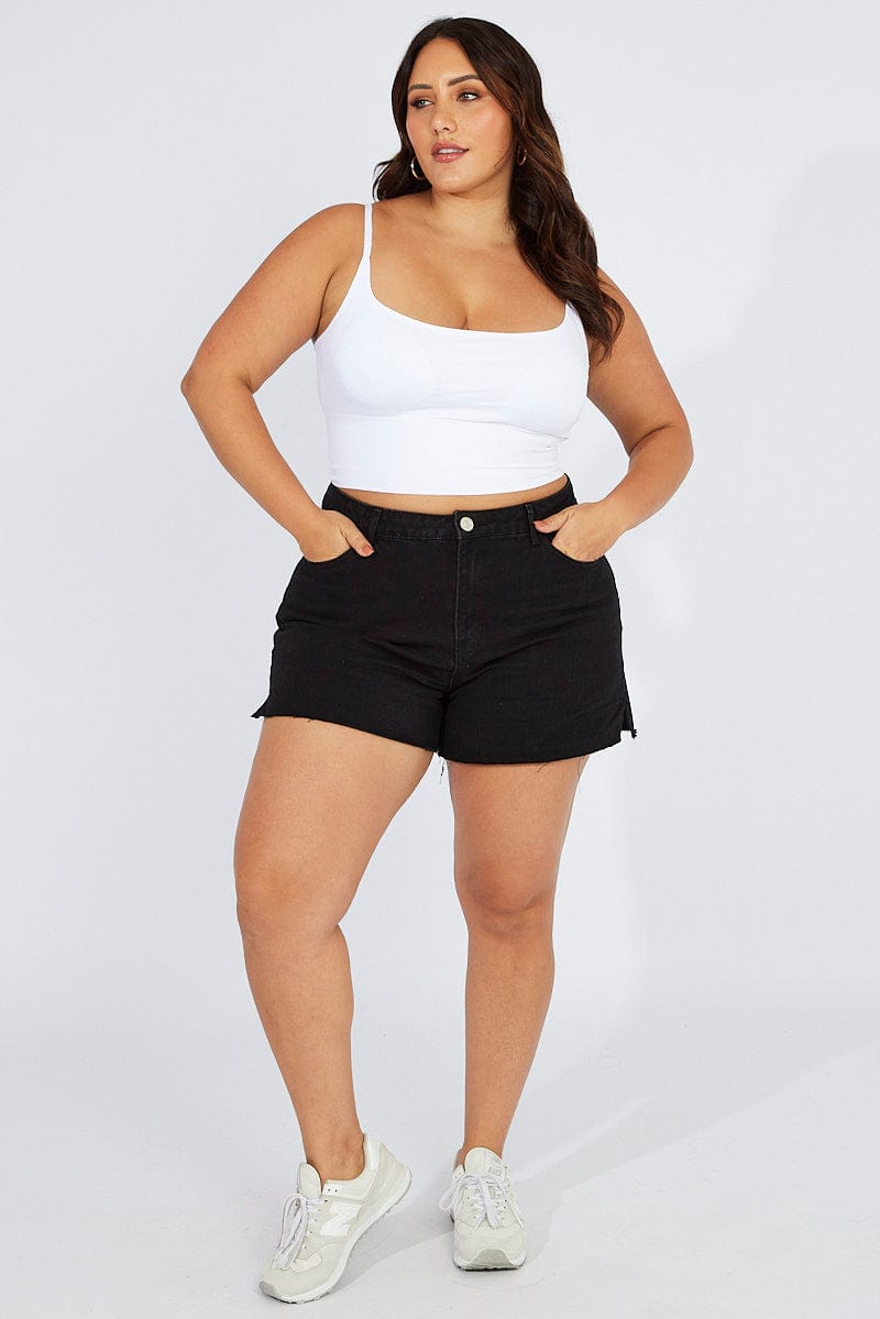 Black Relaxed Shorts Mid Rise for YouandAll Fashion