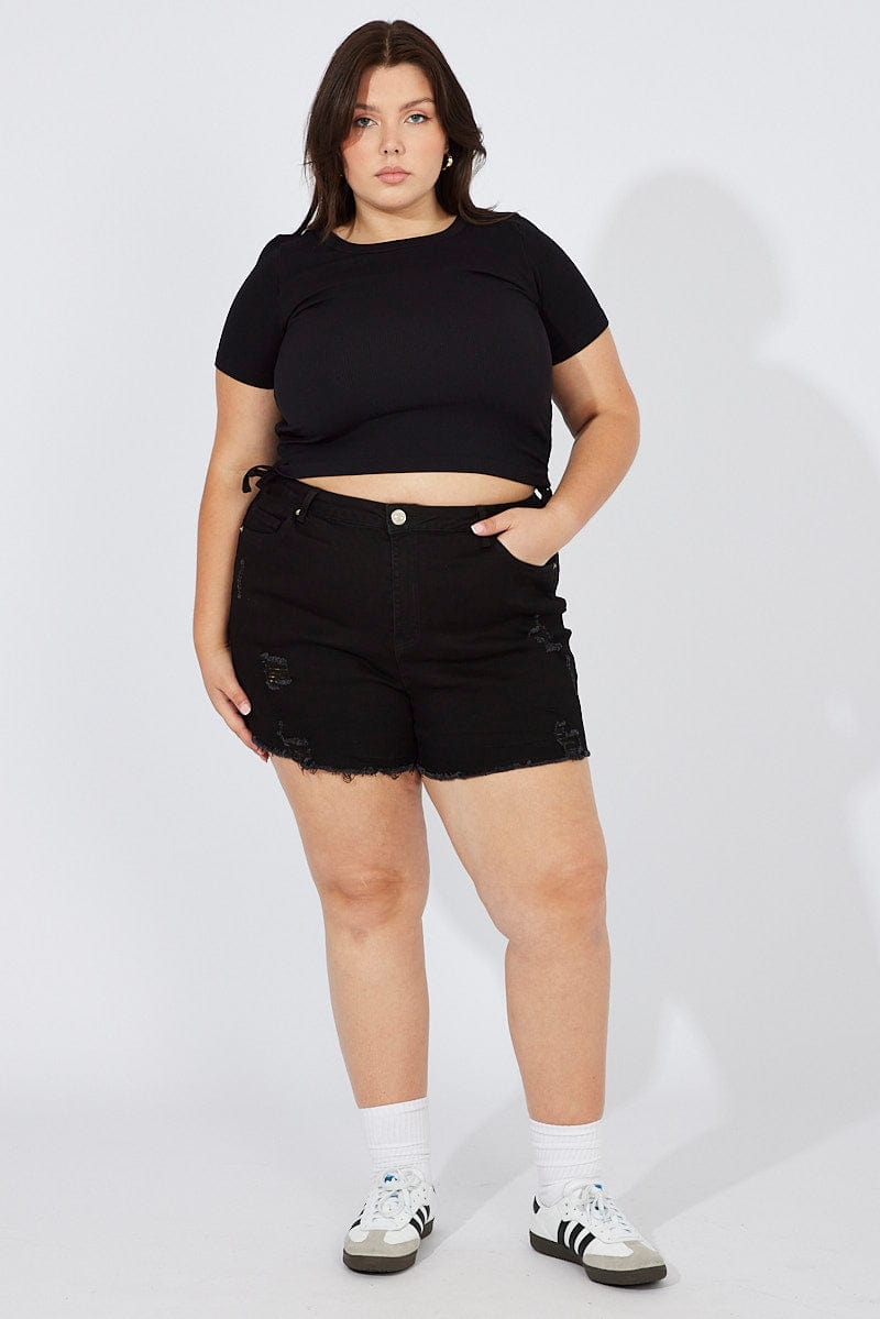 Black Skinny Shorts High Rise for YouandAll Fashion