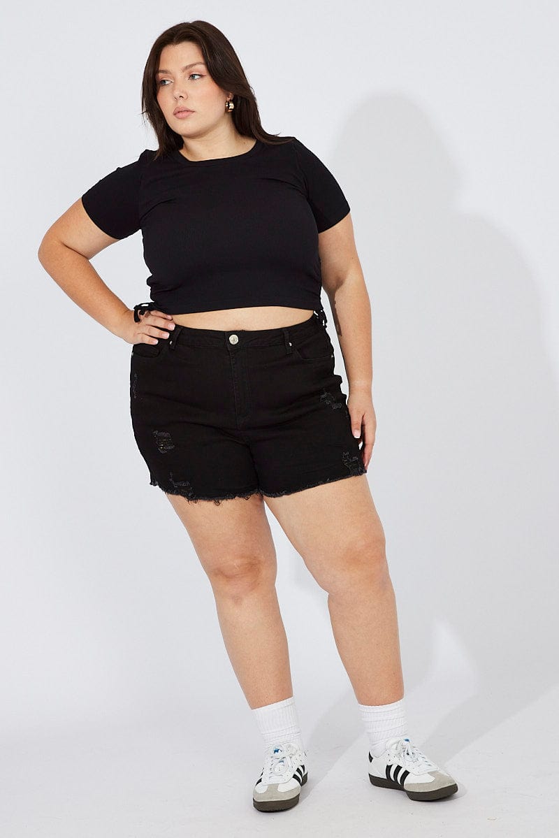 Black Skinny Shorts High Rise for YouandAll Fashion