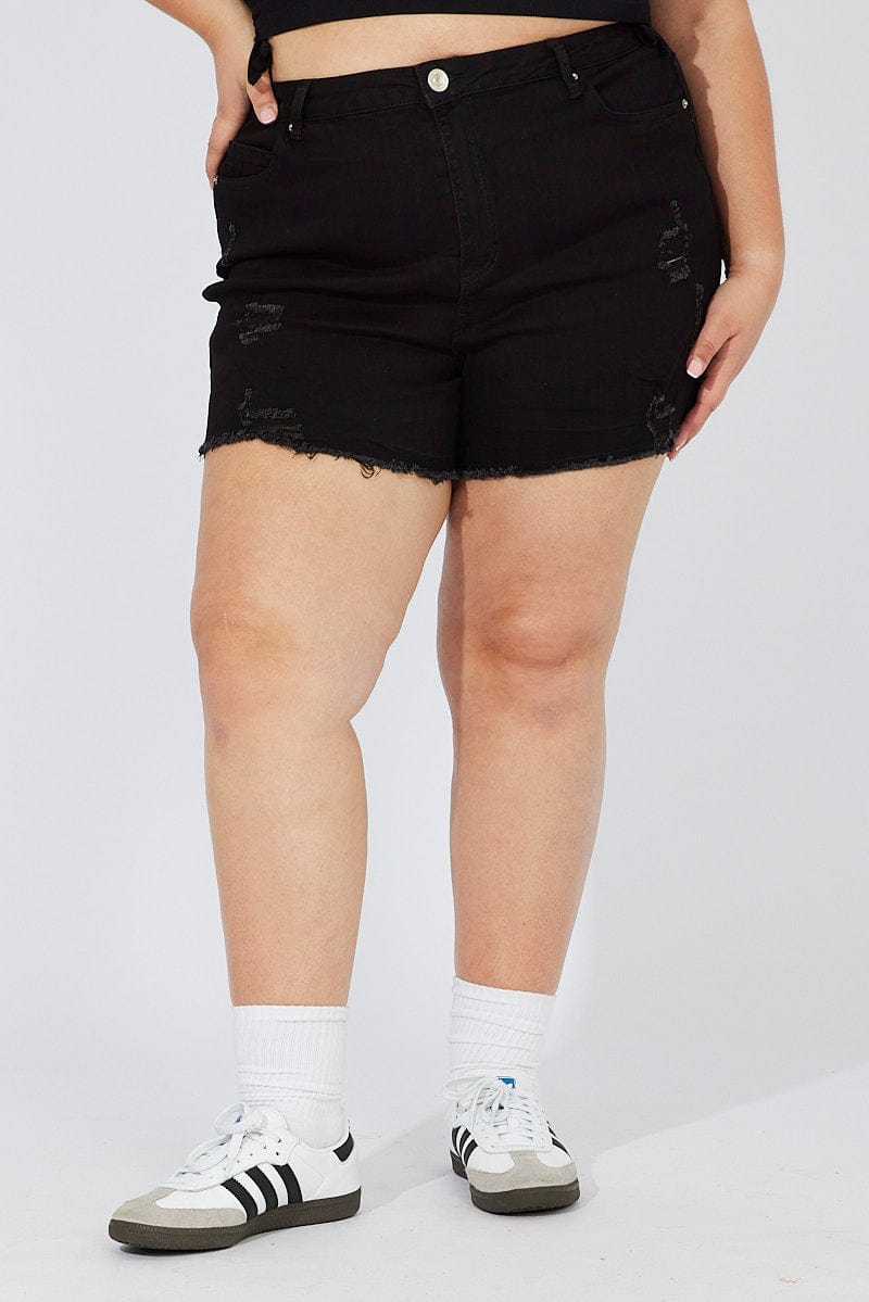 Black Skinny Shorts High Rise for YouandAll Fashion