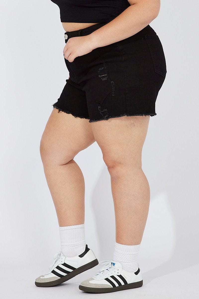 Black Skinny Shorts High Rise for YouandAll Fashion