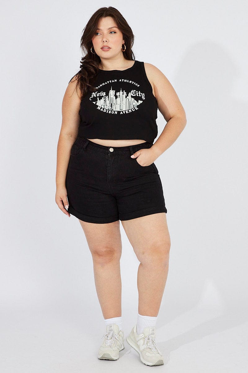 Black Relaxed Shorts High Rise for YouandAll Fashion