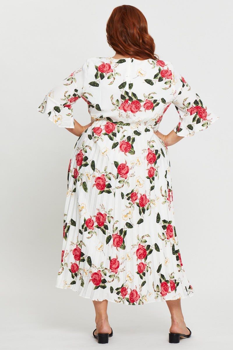 Floral Prt Maxi Dress Round Neck Short Sleeve For Women By You And All