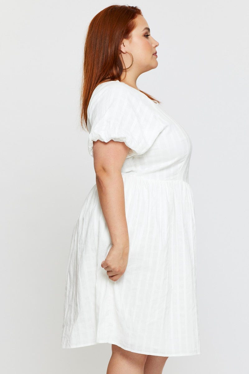 white skater dress size 14 Waverly | White Racer-Neck Sleeveless Skater Mini Dress