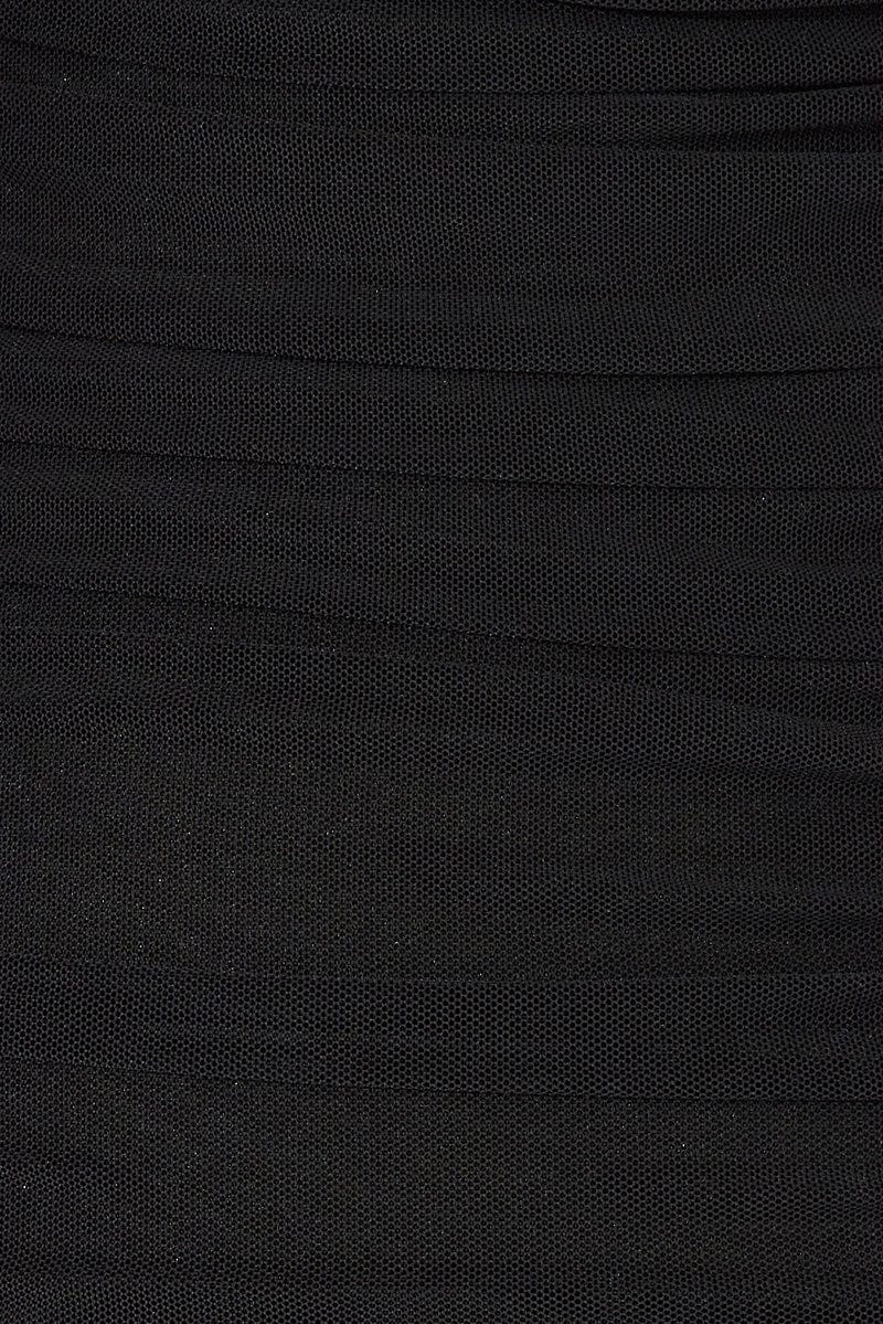 Black Mini Dress Mesh Off Shoulder for YouandAll Fashion