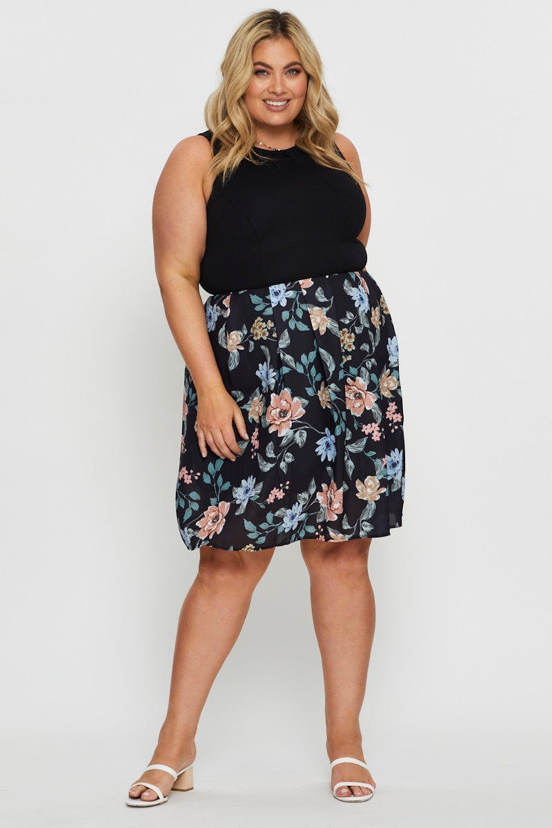 Floral Prt Midi Dress Round Neck Sleeveless Jersey For Women By You And All