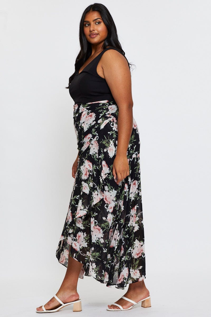 Floral Prt Maxi Dress V-Neck Sleeveless Jersey For Women By You And All