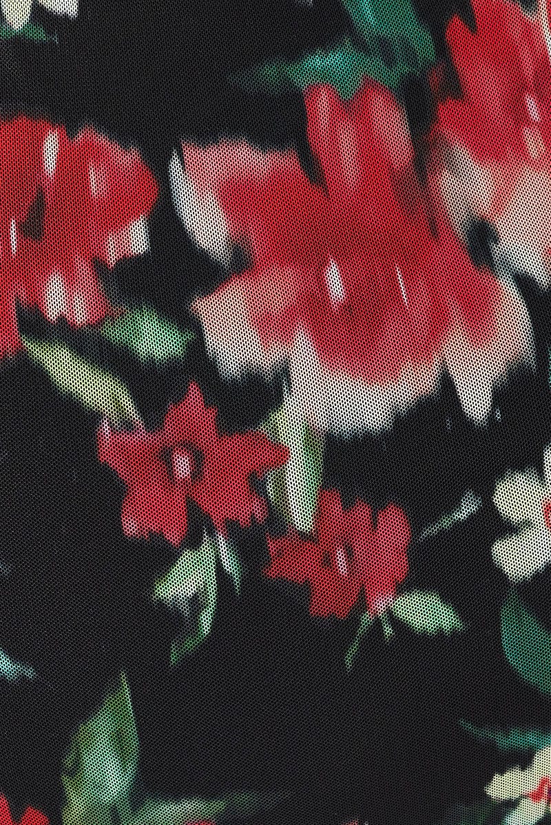 Black Floral Print Mesh Maxidress for YouandAll Fashion