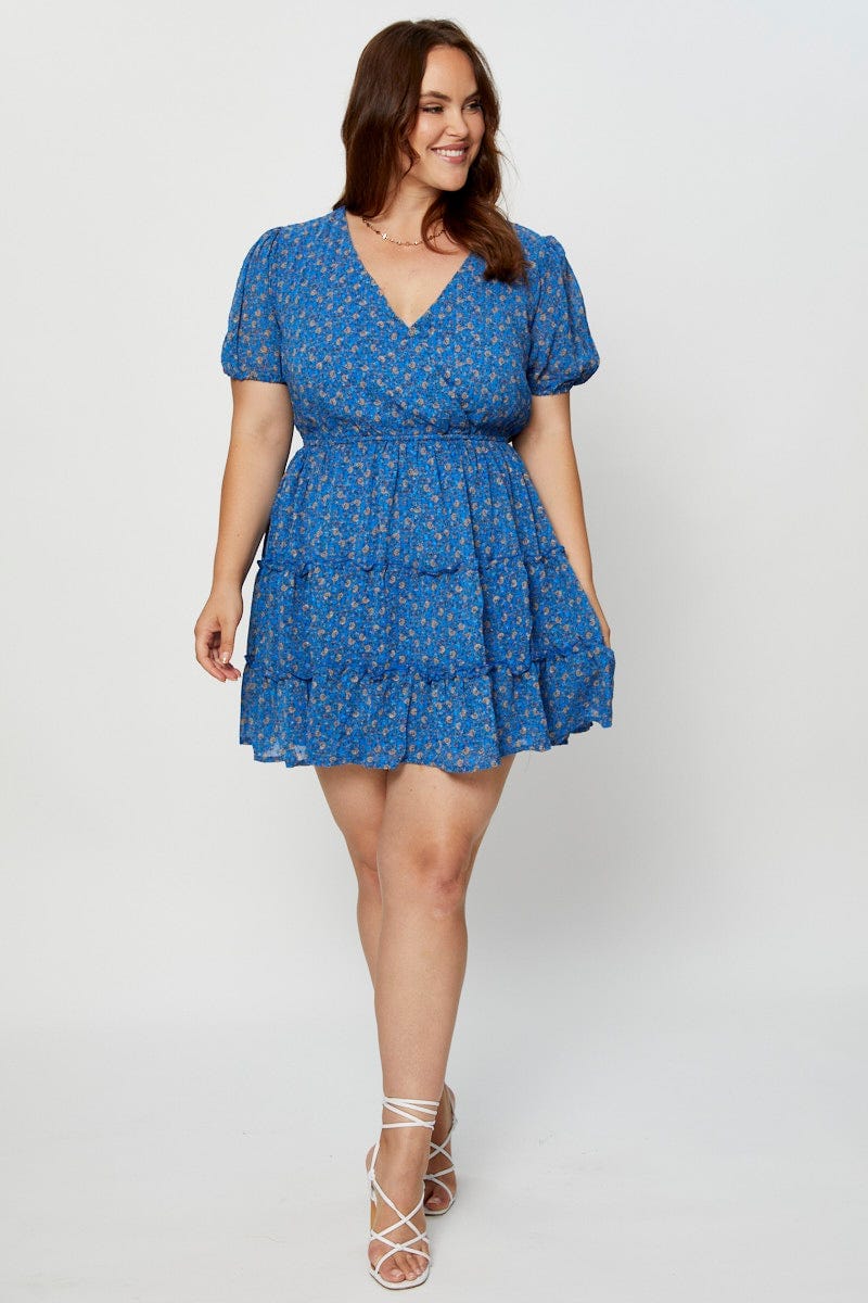 Paisley Pr Skater Dress V-Neck Short Sleeve For Women By You And All