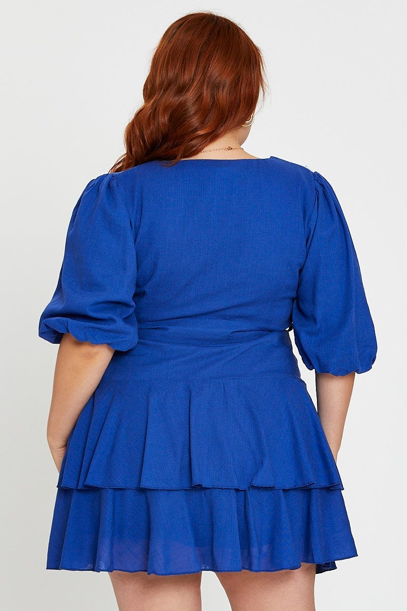 royal blue skater dress plus size Feeling Fancy V Neck Mini Skater Dress M: 6-8 / Royal Blue at Rebdolls