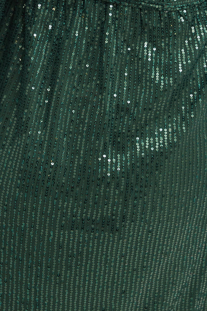 Green Metallic Sequin Mini Dress for YouandAll Fashion