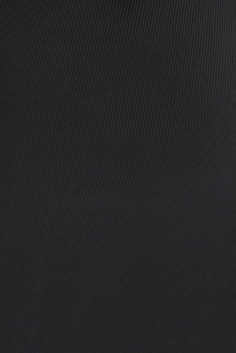 Black Bodycon Dress Rib Jersey Tie Midi Off Shoulder for YouandAll Fashion