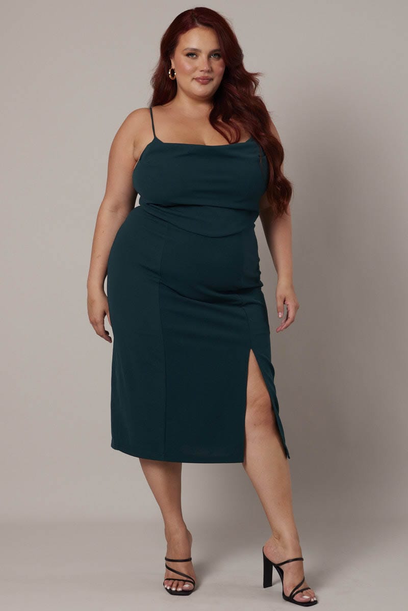 Green Cowl Bodycon Party Dress for YouandAll Fashion