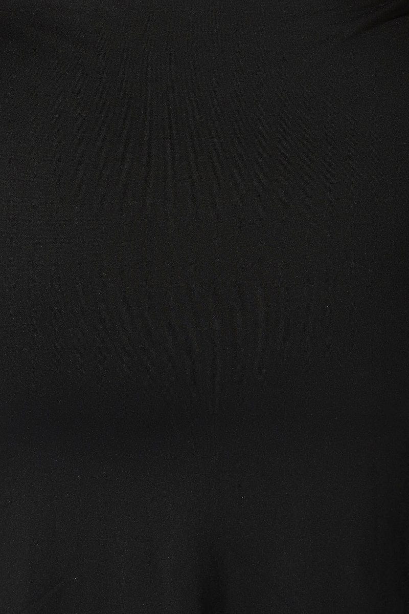 Black Ponte Midi Dress Sheer Panel Waist for YouandAll Fashion