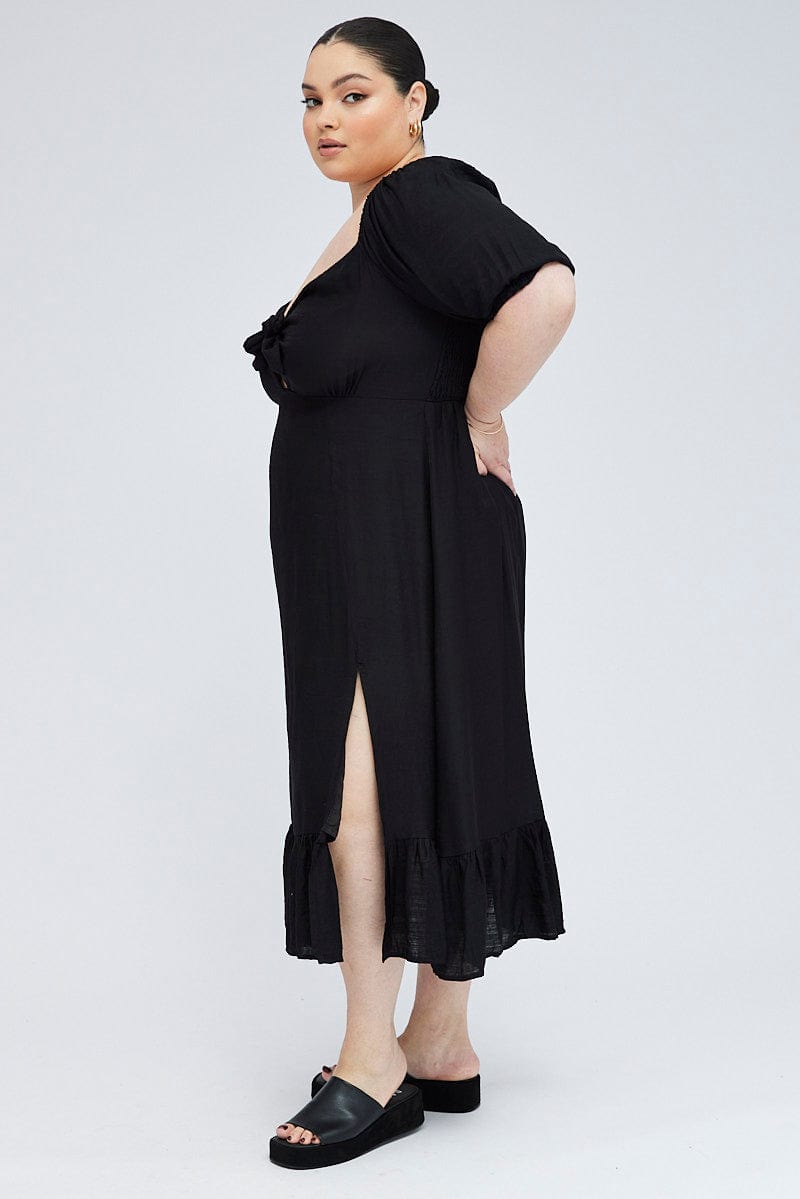 black tie front midi dress PixieGirl Black Tie Front Midi Dress