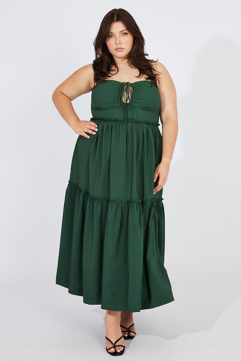 Green U Front Maxi Halter Dress for YouandAll Fashion