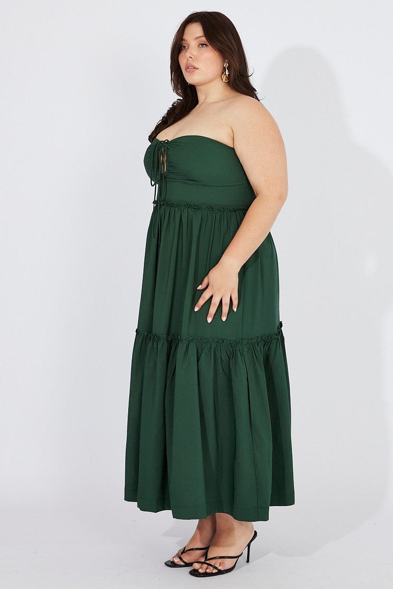 Green U Front Maxi Halter Dress for YouandAll Fashion