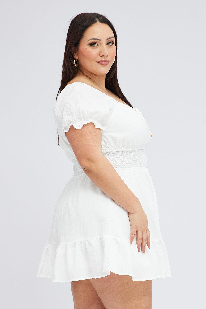 Plus size white top flare skirt