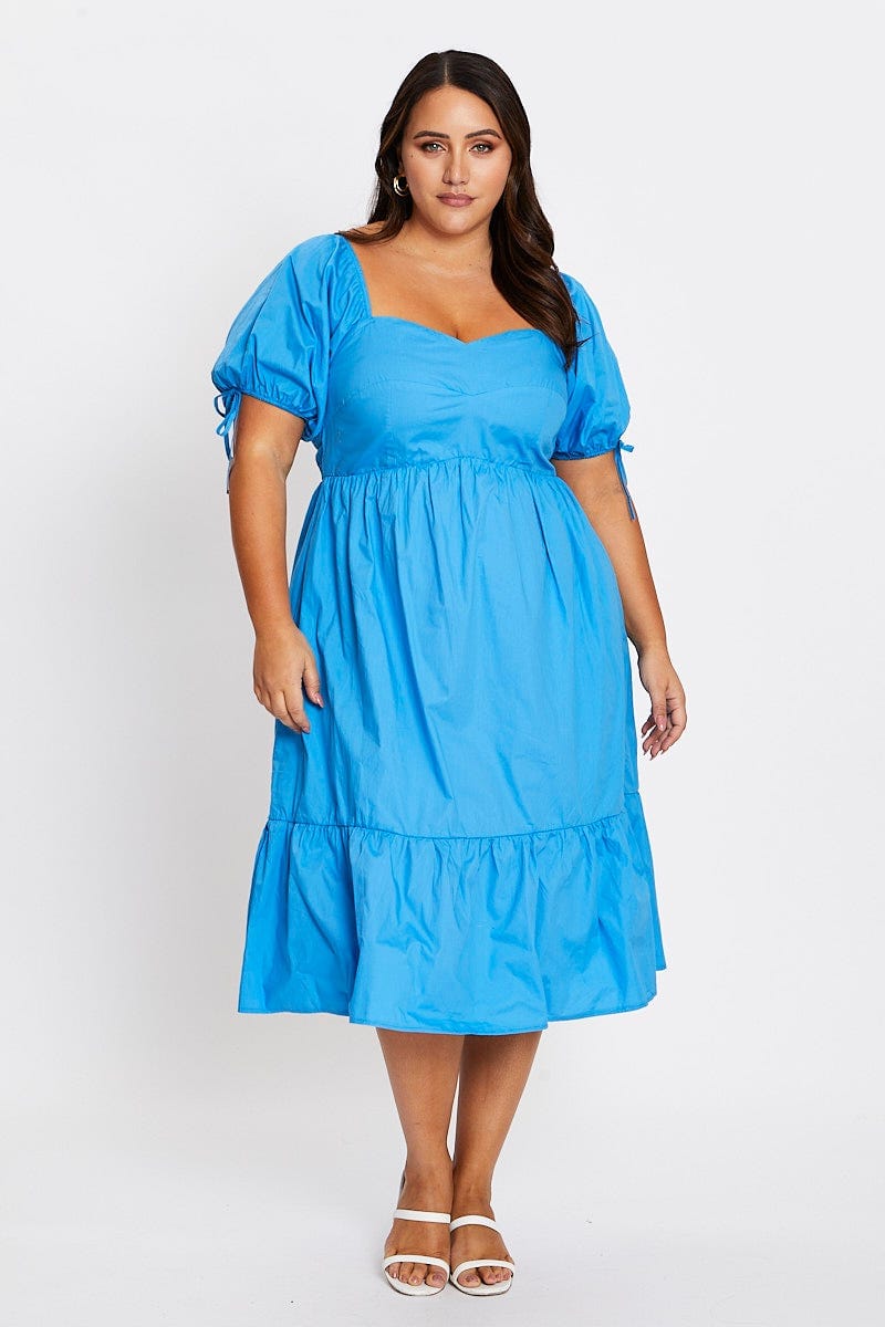 Plus Size White Short Puff Sleeve Bust Detail Dress | You + All | Shop Online Plus Size White Short Puff Sleeve Bust Detail Dress | You + All | Shop Online
