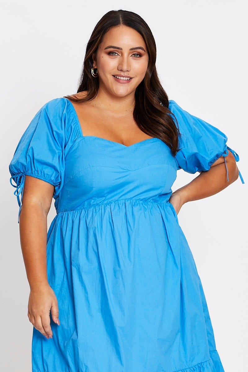 plus size short puffy dresses Women Puffy Tulle Princess Dress Square Neck Bubble Sleeve Short Dress Ruffle Mesh Mini Dress Plus Size