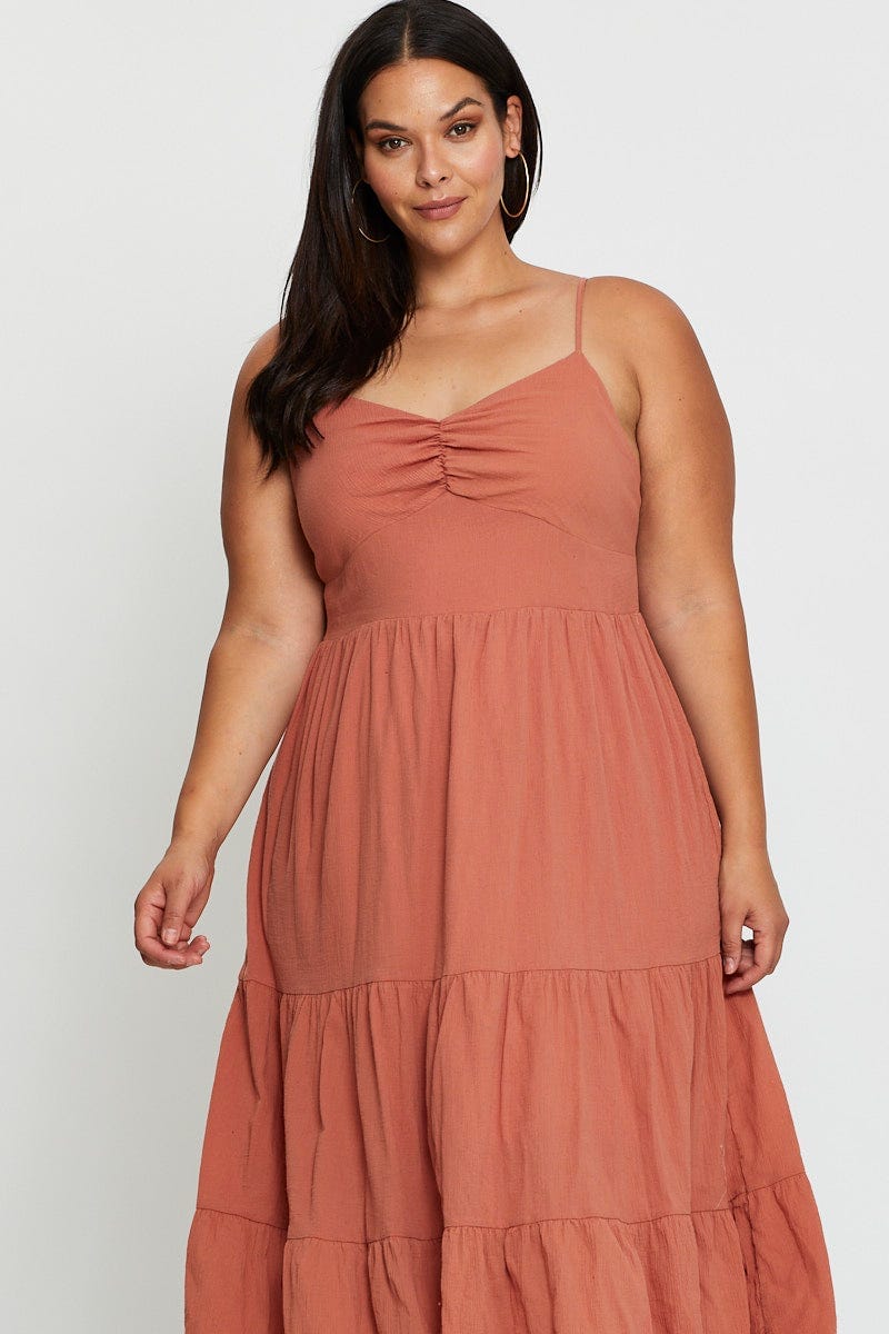 orange skater dress plus size Plus Size Easy Days Ruffle Hem Dress